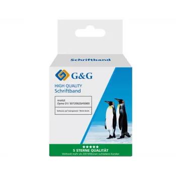 G&G Συμβατή ταινία ετικετών Dymo D1 19mm x 7m Μαύρο σε Διαφανές (5DY45800-TD)