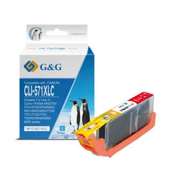 G&G High Yield Cyan μελάνι συμβατό με Canon CLI-571XLC / 0332C001 (13857)