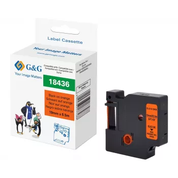 G&G RL-D-Vi-18436 Ταινία ετικετών βινυλίου 19mm x 5,5m Πορτοκαλί με μαύρη εκτύπωση RL-D-Vi-18436-BK/OR-19MM*5.5M
