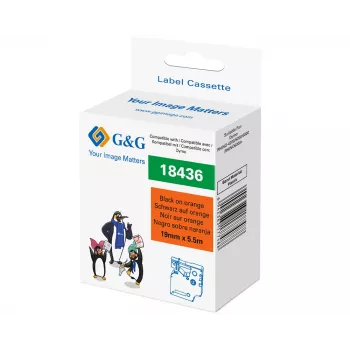 G&G RL-D-Vi-18436 Ταινία ετικετών βινυλίου 19mm x 5,5m Πορτοκαλί με μαύρη εκτύπωση RL-D-Vi-18436-BK/OR-19MM*5.5M