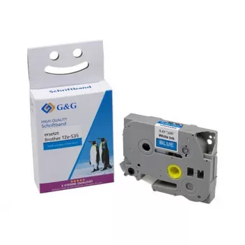 G&G BB-B-G-535 κασέτα ταινίας σήμανσης συμβατή με Brother TZe-535, μπλε/λευκό, 12mm x 8m