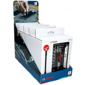 Bosch σετ μυτών κατσαβιδιού ακριβείας Display, 5 σετ με 33 τεμάχια (165 συνολικά), χάλυβας S2, εξάγωνο 1/4 inch, μύτες PH/PZ/S/H/T, μαγνητικός υποδοχέας, βάση πώλησης 2607002837,0