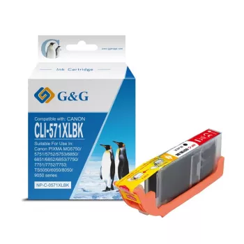 G&G συμβατό Canon CLI-571XLBK Μελανοδοχείο φωτογραφικού εκτυπωτή σε Photo Black με υψηλή απόδοση (13856)