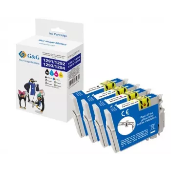 G&G 14813 XL πολυπακέτο μελανιών για Epson T1295 (μαύρο, κυανό, ματζέντα, κίτρινο)