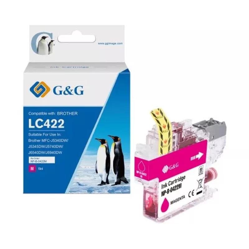 G&G συμβατό μελάνι Brother LC422M ματζέντα (550 σελίδες) 20582