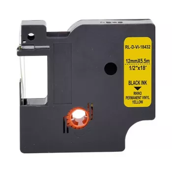 G&G ταινία ετικετών βινυλίου 12mm x 5,5m μαύρο σε κίτρινο για Dymo Rhino 18432 RL-D-Vi-18432-BK/YE-12MM*5.5M