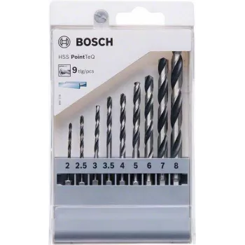 Bosch HSS PointTeQ σετ τρυπανιών μετάλλου, 9 τεμ., 2-10 mm, ελικοειδή τρυπάνια 2607002826