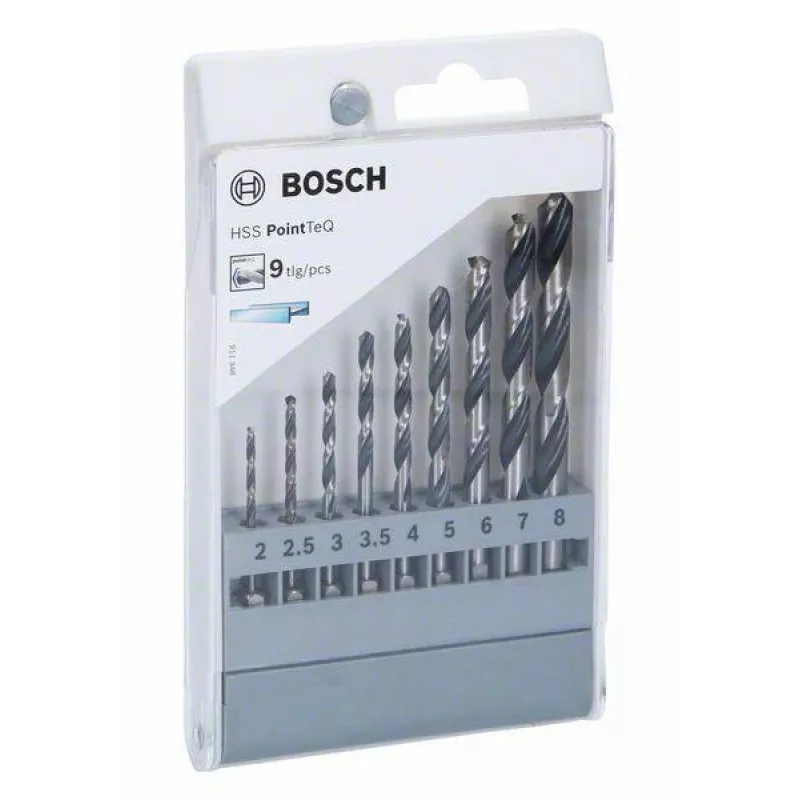 Bosch HSS PointTeQ σετ τρυπανιών μετάλλου, 9 τεμ., 2-10 mm, ελικοειδή τρυπάνια 2607002826