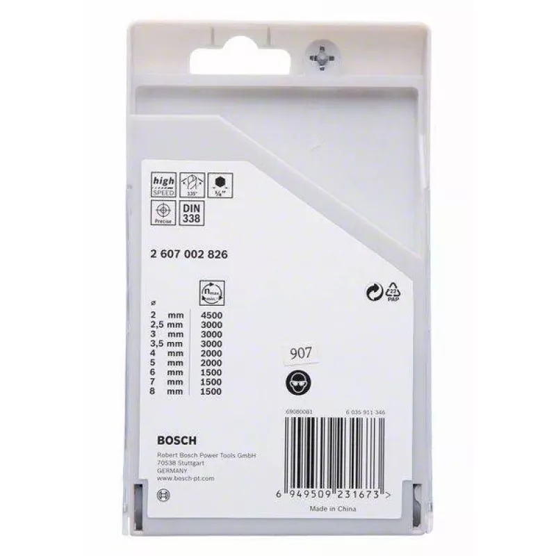 Bosch HSS PointTeQ σετ τρυπανιών μετάλλου, 9 τεμ., 2-10 mm, ελικοειδή τρυπάνια 2607002826