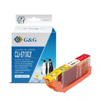 G&G XL Κίτρινο μελανοδοχείο συμβατό με Canon CLI-571XLY (13859)