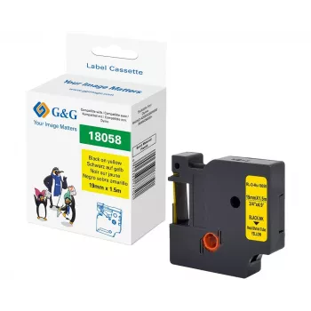 G&G Πολυολεφίνη Ταινία ετικετών Κίτρινο/Μαύρο 19mm x 1,5m RL-D-Hs-18058-BK/YE-19MM*1.5M