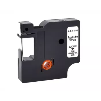 G&G Βινύλιο Ταινία ετικετών Λευκό 9 mm x 5,5 m Μαύρη εκτύπωση (RL-D-Vi-18443-BK/WT-9MM*5.5M)