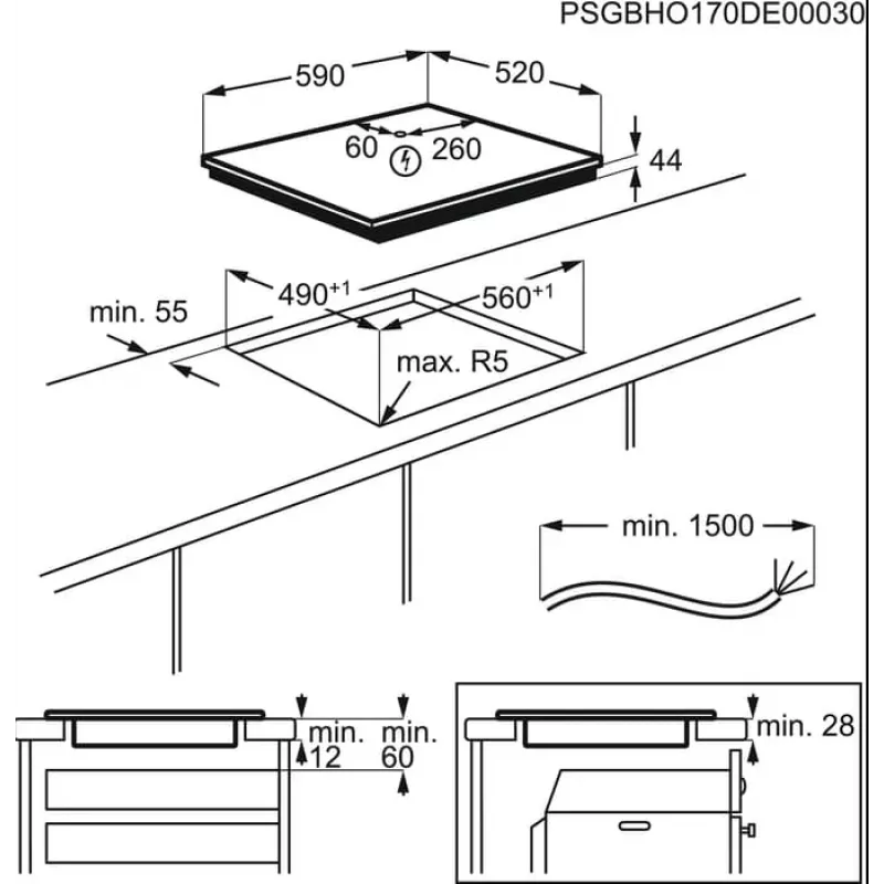 Electrolux LIR60433B 60 cm επαγωγική εστία, 4 ζώνες, Touch-Control, μαύρο