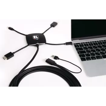 Kramer K-SPIDER Καλώδιο προσαρμογέα παρουσίασης Multi-Format - HDMI/DisplayPort/Mini DisplayPort/USB-C σε HDMI/USB - 3,05 m - 4K Ενεργό 91-00015599