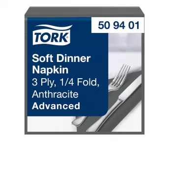 TORK Soft Dinner Advanced Anthrazit 3-φυλλων πετσέτες 39 x 39,5 cm, 100 τεμ. (509401)