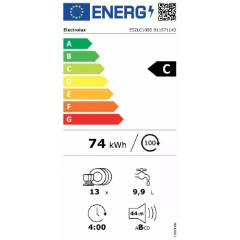 Electrolux E52LC100S Πλήρως Ενσωματωμένο Πλυντήριο Πιάτων, 60 cm, 13 Σερβίτσια, AirDry, Inverter Μοτέρ, Κλάση Ενεργειακής Απόδοσης D