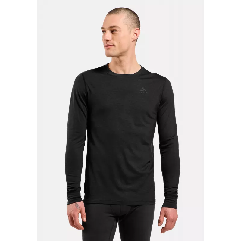 Odlo Merino 200 BL Top Crew Neck LS μπλούζα βάσης - μαύρο - XXL
