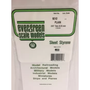Evergreen 9010 πλάκα πολυστυρενίου 300 x 150 x 0,25 mm, λευκή, συσκευασία 4 τεμ.