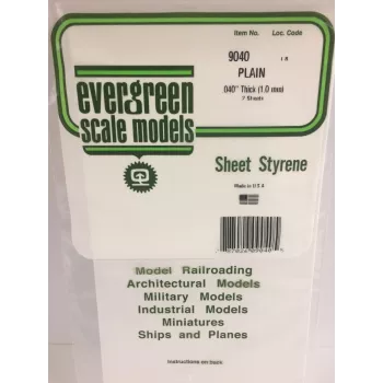 Evergreen πλάκα πολυστυρενίου 300 mm x 150 mm x 1,00 mm, συσκευασία 2 τεμ., λευκή 9040