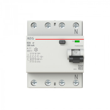 AEG BUSCH JAEGER FN463/A300 Διακόπτης προστασίας ρεύματος διαρροής, 4P, 63A, 300mA, Τύπος A 2CSF704156R3630