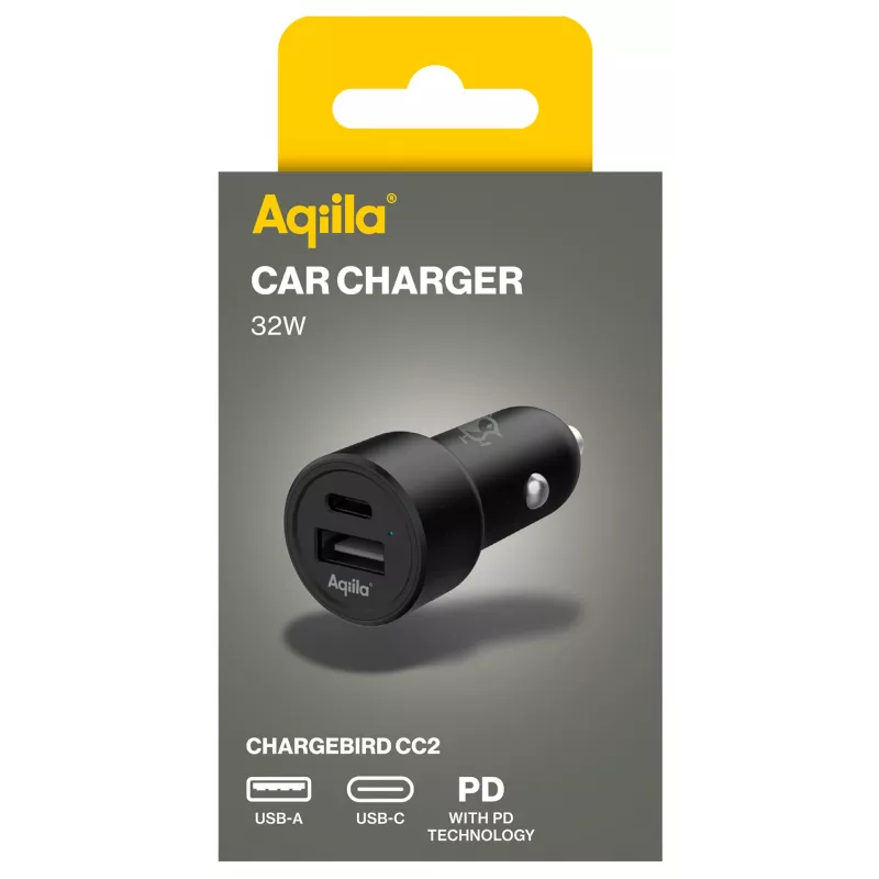 Aqiila CHARGEBIRD CC2 φορτιστής αυτοκινήτου μαύρο, 32 Watt (AQCCCC2CBI403)