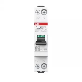 ABB DS301CA-B20/0.03 RCBO, 1P+N, 20 A, 30 mA, τύπου A, χαρακτηριστική B, 6 kA 2CSR255163R1205