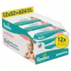 Pampers Sensitive Βρεφικά μωρομάντηλα, 12 συσκευασίες x 52, 624 τεμ., χωρίς άρωμα, χωρίς αλκοόλ, δερματολογικά ελεγμένα