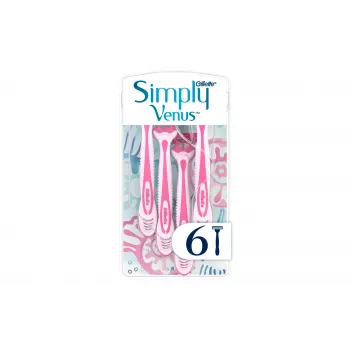 Gillette Simply Venus 3 Ξυραφάκια μιας χρήσης για γυναίκες, 3 λεπίδες, ταινία MoistureRich, 6 τεμ. 8006540826997