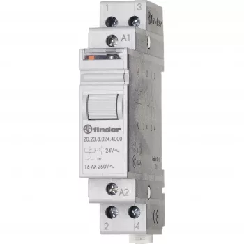 Finder Σειρά 20 Ρελέ παλμού, 1NO+1NC, 20A, πηνίο 24V AC, ράγα DIN 202380244000