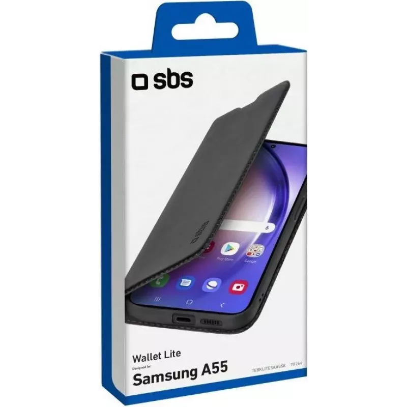 SBS Mobile θήκη πορτοφόλι για Samsung Galaxy A55 5G, μαύρο TEBKLITESAA55K