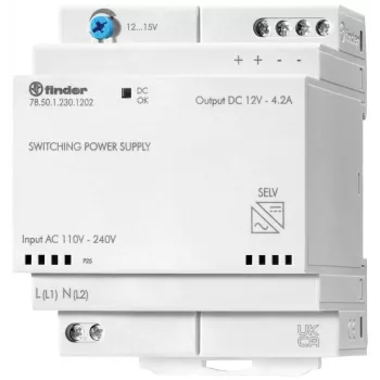Finder 78.50.1.230.1202 τροφοδοτικό ράγας DIN 12 V DC 4,6 A 50 W