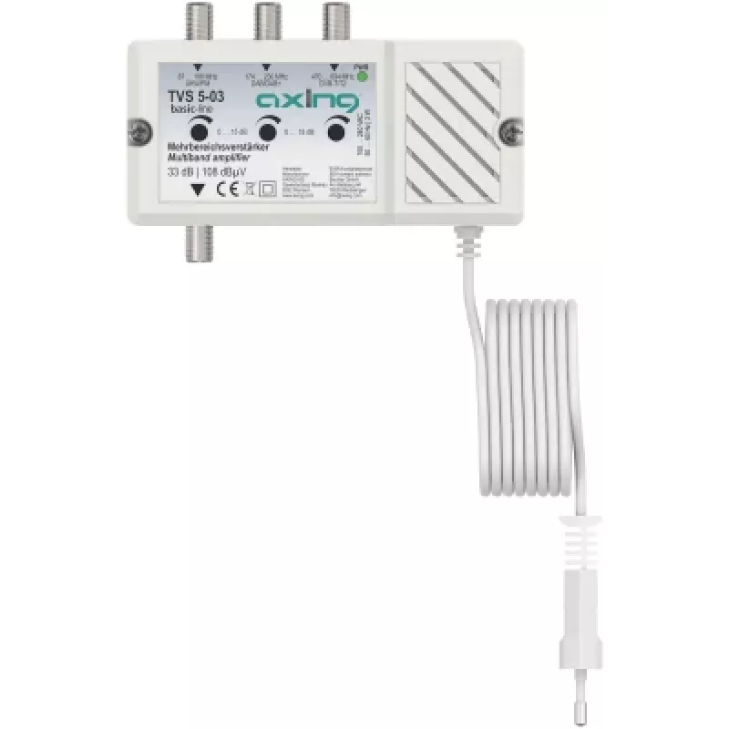 AXING TVS 5-03 Ενισχυτής πολλαπλών ζωνών 33 dB, 3 είσοδοι FM/DAB/DAB+/DVB-T2