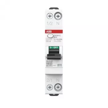 ABB DS301CA-B13/0.03 RCBO 1P+N 13A Χαρακτηριστικό B 30mA 6kA Τύπου A 2CSR255163R1135