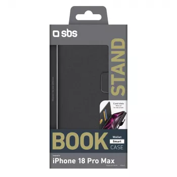 SBS Wallet Smart Θήκη για iPhone 18 Pro Max με πορτοφόλι και βάση - μαύρο