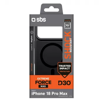 SBS D3O Force Θήκη για iPhone 18 Pro Max, Συμβατή με MagSafe, Μαύρο