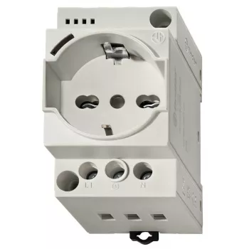 Finder 7U.00.8.230.0000 Πρίζα Schuko ράγας DIN, 230 V AC, 16 A, Γκρι RAL 7035