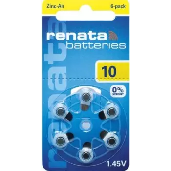 Renata ZA10 Μπαταρία ακουστικού ψευδαργύρου-αέρα PR70 105 mAh 1,4 V συσκευασία 6 τεμ. ZA10.DP6 0HG