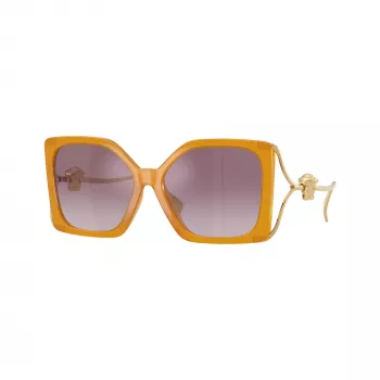 Versace VE4502U55376X Γυναικεία γυαλιά ηλίου cat-eye, διαφανής ροζ σκελετός, σκούροι γκρι φακοί, 58/16/130 mm