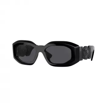 Versace VE4425U536087 Ανδρικά ορθογώνια γυαλιά ηλίου, διαφανής γκρι σκελετός, σκούροι γκρι φακοί, 54-18-145