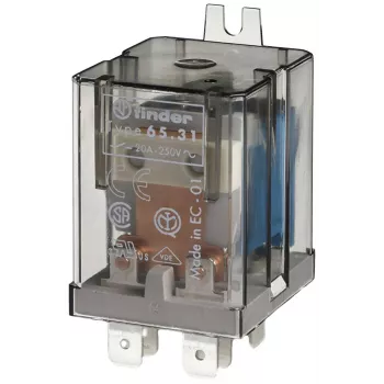 Finder 65.31.9.024.4000 Βιομηχανικό ρελέ βύσματος, 24V DC πηνίο, 1 CO (SPDT), 20A, ανθεκτικό σε flux