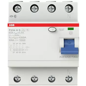 ABB F204AS-63/0.3 ρελέ διαφυγής 4P 63A 300mA Τύπος A 2CSF204201R3630