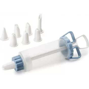 IBILI 104629 Σετ Κορνέ Ζαχαροπλαστικής, 18 cm, 6 Μύτες Ανοξείδωτου Χάλυβα, Λευκό