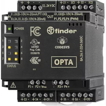 Finder 8A.26.9.024.060C Μονάδα Επέκτασης Αναλογικών Εισόδων, 2 Κανάλια, 0-10 V DC / 0-20 mA, 12-Bit, 24 V DC, Ράγα DIN