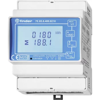 Finder 7E.85.8.400.0212 Μονοφασικός ψηφιακός μετρητής ενέργειας, 230 V AC, 40 A, ράγα DIN, 1 μονάδα, έξοδος παλμού S0