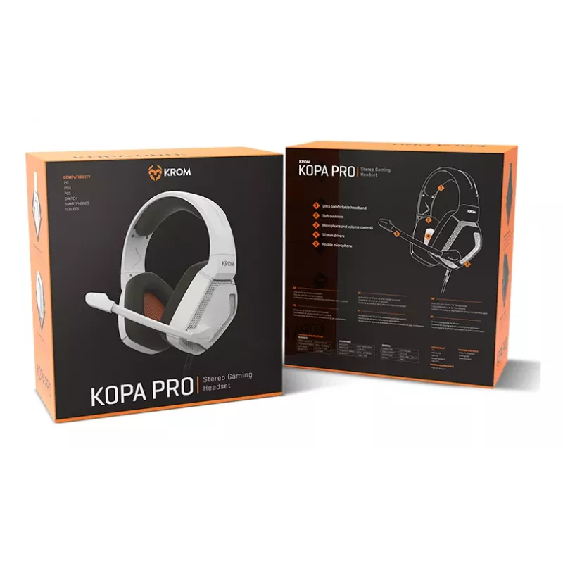 KROM KOPA PRO Ενσύρματα gaming ακουστικά Λευκό NXKROMKOPAPROWH