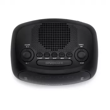 AIWA CR-09J ραδιόφωνο ρολόι FM με διπλό ξυπνητήρι, ένδειξη LED, μαύρο