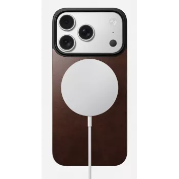 NOMAD Magnetic Leather Back για iPhone 17 Pro MagSafe-συμβατό Horween Δέρμα Rustic Brown