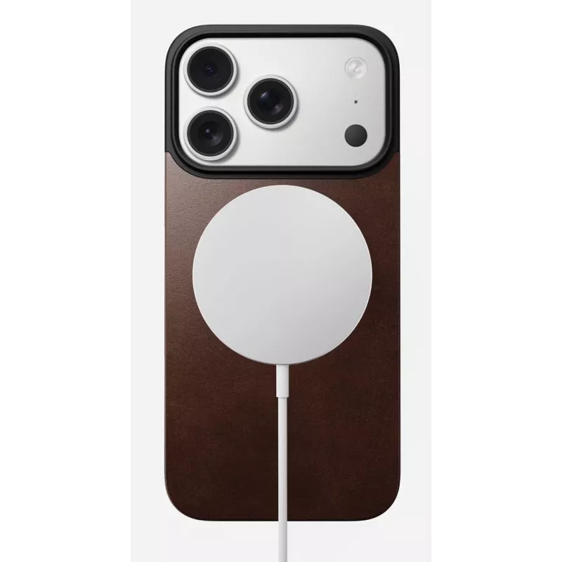NOMAD Magnetic Leather Back για iPhone 17 Pro MagSafe-συμβατό Horween Δέρμα Rustic Brown