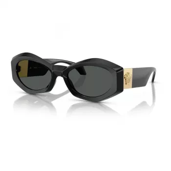 Versace VE4466UGB187 Ανδρικά Γυαλιά Ηλίου Μαύρο Σκελετό Σκούρα Γκρι Φακοί 54-19-140