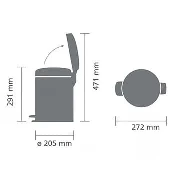 Brabantia NewIcon κάδος απορριμμάτων με πεντάλ 5L Brilliant Steel